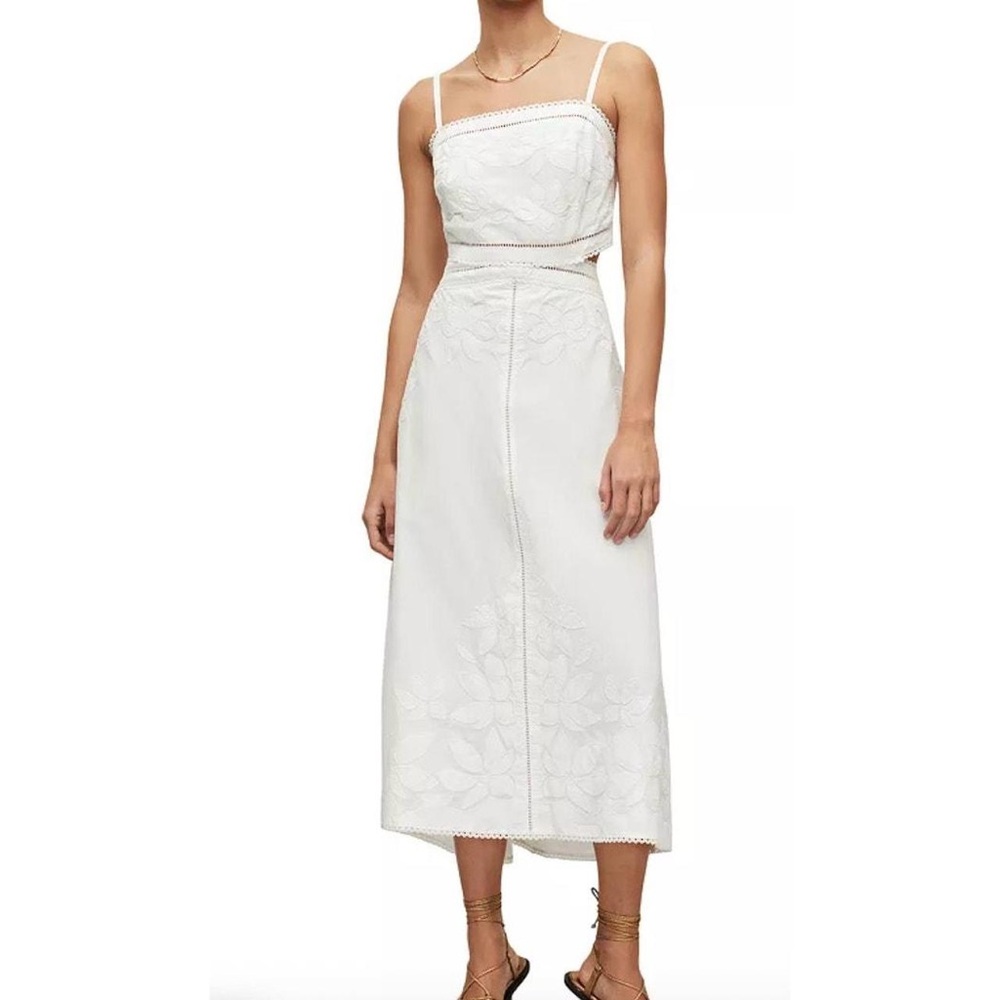 All Saints White Floral Midi Dress